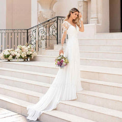Long Sleeves Chiffon Wedding Dress