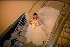 Beaded Bridal Cathedral Lace Ball Gown