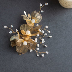 Flower Hairband Bridal Hair Jewelry Pearl Crystal Headband Elegant Birthday Party Tiara Crown Wedding Hair Accessories For Women