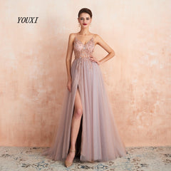 V-Neck Rhinestones Beading Gown