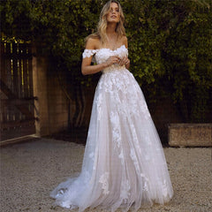 New Off the Shoulder African Wedding Dresses 2023 Appliques Vestido De Noiva Princess Bohemian Wedding Gowns