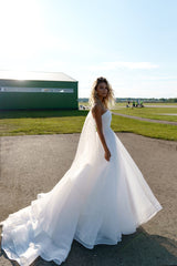 One Shoulder Pleated Wedding Gown