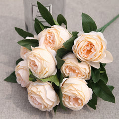 10 Head Burgundy Roses Bunch Artificial Flowers Western Rose Wedding Decoration 11 Color Peony Fake Flower Simulation Flower