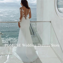 Sexy Long Sleeves Mermaid Wedding Dresses White Customized Lace Appliques 2024 Bridal Dress Gowns Beach Vestidos De Noiva
