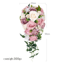Artifical Pink Rose Flowers Bridal Wedding Accessories Bride Bouquet Fleur Artificielle Mariage Novias