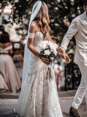 Lace Mermaid Wedding Dresses With Removeable Sleeve