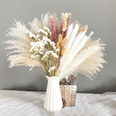 60Pcs Natural Dried Pampas Grass Bouquet for Bohemian Chic Decoration Dried Flower Rabbit Tail Wedding Accessories Decor