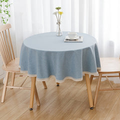 Large Round Tablecloth Waterproof And Oil-Proof Solid Color Cotton And Linen Tablecloth