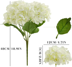 48CM Long 5 Heads Silk Hydrangea Heads with Stems Artificial Hydrangea Flower Head for Home Wedding Party Baby Shower Decoration