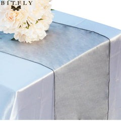10PCS New design Silver Sheer Organza Table Runner wedding decorations  12