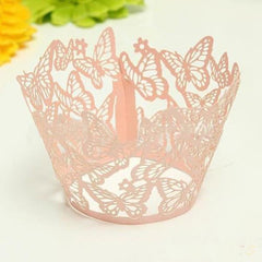 12Pc/set Butterfly Cupcake Wrappers Gray Pink or White