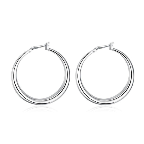 18K White Gold Plated Large Hoop Earrings