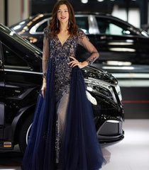 Sexy Beading Illusion Evening Celebrity Inspired Dress