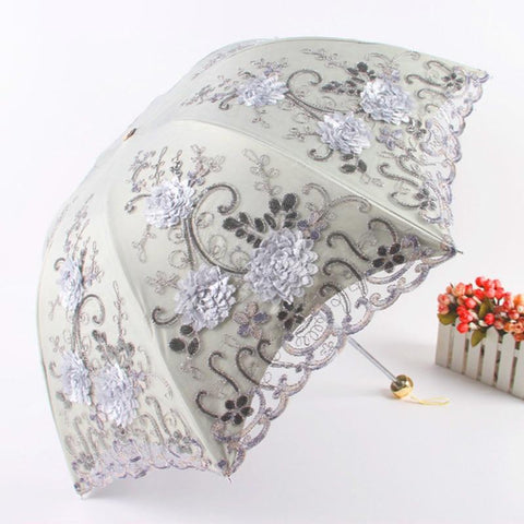 1PC Lace Double Layer Plastic anti-UV Sun Parasol