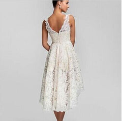 2019 Lace High Low Beach Wedding Dress A Line