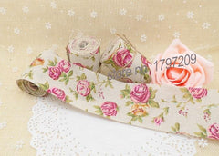 4 pcs/lot Jute Burlap Hessian Ribbon with rose