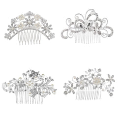 4pcs Bridal Crystal Rhinestone Hairpin Combs