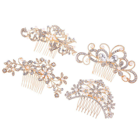 4pcs Bridal Crystal Rhinestone Hairpin Combs