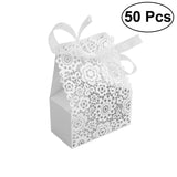 50PCS Hollow Die-Cut Floral Favor Boxes