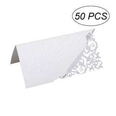 50PCS Hollow Flower Cut Name Place Card 4 colors