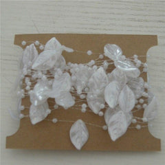 5m/lot Ivory/White Artificial Leaf Pearl Beads Garland