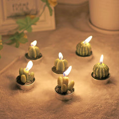 6Pcs Cactus Candles