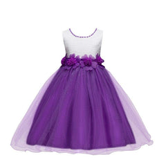 7 colors girls sleeveless princess flower girl dress