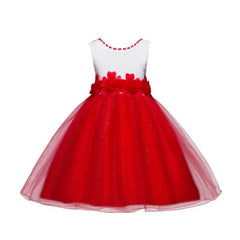 7 colors girls sleeveless princess flower girl dress
