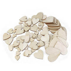 80pcs Heart Shaped Wood Log Slices for DIY Crafts Wedding Centerpieces (Wood Color)