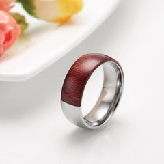 8mm Half Wood Inlay Titanium Ring