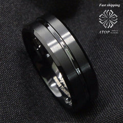 8mm Men's Tungsten ring Carbide Beveled