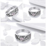 925 Sterling Silver Daisy Flower & Infinity  Pave Ring