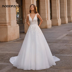 RODDRSYA Vintage Vestidos De Novia A-line Wedding Dresses Bridal Gown Appliques Sleeveless For Elegant Women 2023 Custom Made