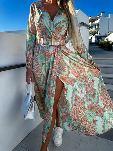 Boho Floral Print Long Dress