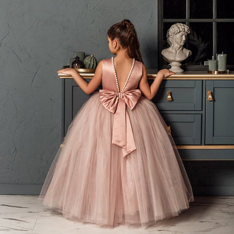 Pearl and Bow Designed Girl Dress