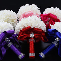 Bridal Bridesmaid Wedding Bouquet 12 Colors Roses Artificial Holding Flowers Mariage Bouquet Wedding Accessories Bridal bouquet