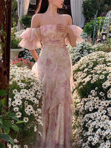 Floral Off Shoulder Gown