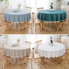 Large Round Tablecloth Waterproof And Oil-Proof Solid Color Cotton And Linen Tablecloth
