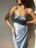 Satin V Neck Dress