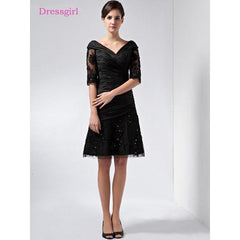 A-line Half Sleeves Lace Beaded Plus Size Short  Dresses Wedding