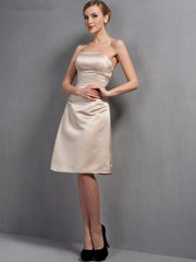 A-line Satin Lace Knee Length  Short Elegant Dress