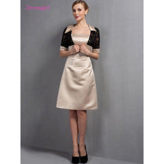 A-line Satin Lace Knee Length  Short Elegant Dress
