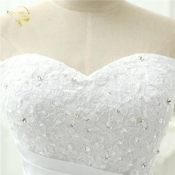 Beach Wedding Dress With Chapel Train White Chic V-Neck Sleeveless Sexy Backless Lace Split Long Bridal Gowns