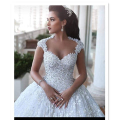 Amazing beaded Lace Wedding Dresses Sheer Sexy Back