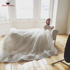 Ball Gown Cap Sleeve Tulle Lace Beaded Sequins Luxury Wedding Dress