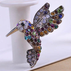 Bird silver Color Crystal Brooches 4 Colors
