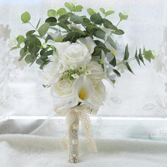 Boho Bridal Wedding Bouquet Real Touch White Calla Lily  Flowers