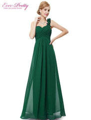 Bridesmaid Dresses Flower One Shoulder Chiffon Padded Long