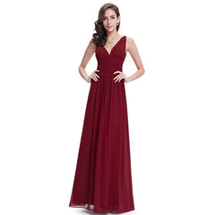 Bridesmaids dresses Vintage A-line V-neck Chiffon Black Long