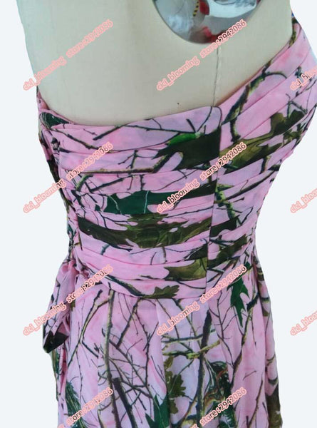 Camo Bridesmaid Dresses Chiffon Pink Short Country Dress Camo Bridesmaid Dresses Chiffon Pink Short Country Dress